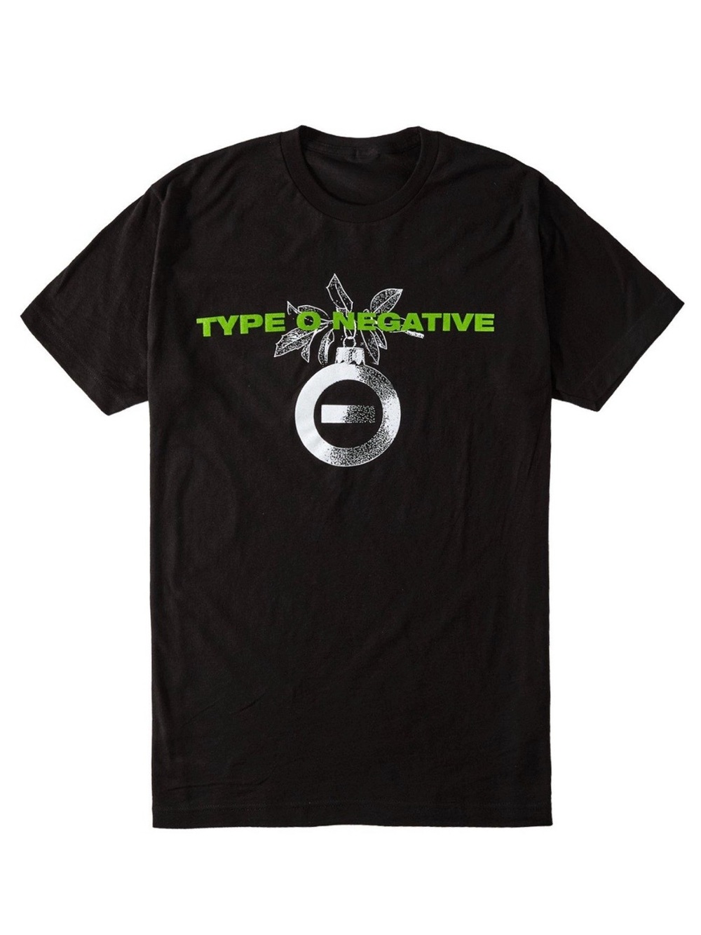 Hot Topic Black Tee with Neon Green Type O Negative Ornament Emblem